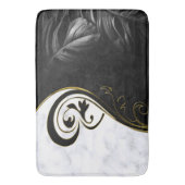 Tapis De Bain Marbre blanc, Noir, Filigree Or Graphiste Mat Bain (devant Vertical)