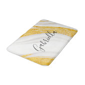 Tapis De Bain Marbre blanc Parties scintillant d'or (Angle)