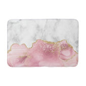 Tapis De Bain Marbre blanc Pastel Rose Agate Parties scintillant (Devant)