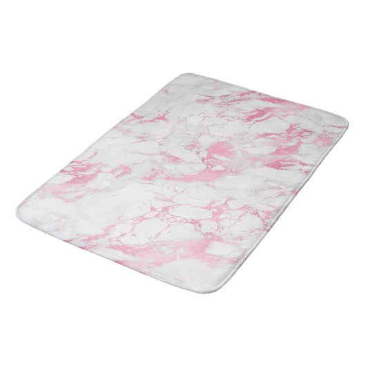 Tapis De Bain Marbre blanc rose (Angle)
