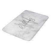 Tapis De Bain Marbre blanc Script Monogramme personnalisé et nom (Angle)