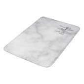 Tapis De Bain Marbre blanc Script Monogramme personnalisé et nom (Angle)