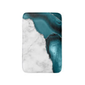 Tapis De Bain Marbre blanc Turquoise Blue Agate Argent (Devant (Vertical))