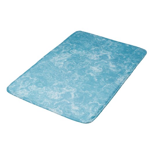 Tapis De Bain marbre bleu et blanc abstrait (Angle)