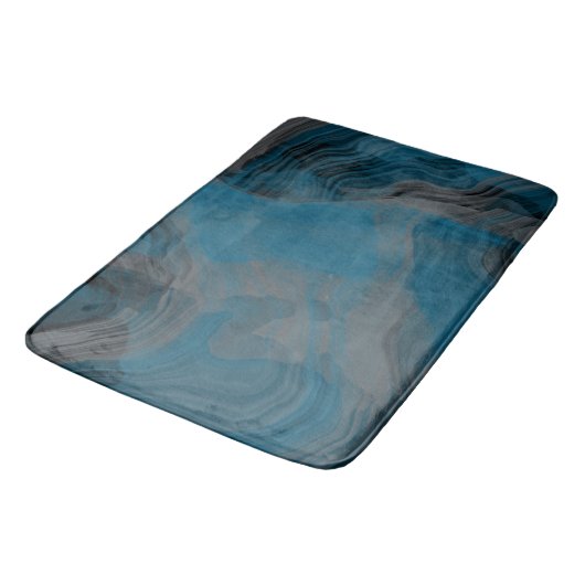 Tapis De Bain Marbre bleu et gris Abstrait (Angle)