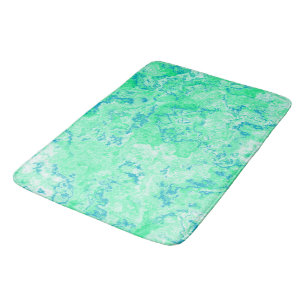 Tapis De Bain Marbre bleu et vert abstrait