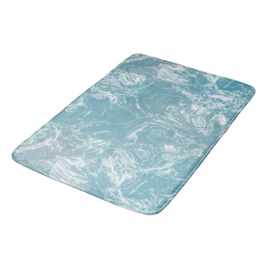 Tapis De Bain marbre bleu pâle et blanc abstrait (Angle)