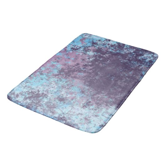 Tapis De Bain Marbre bleu, rose et violet Abstrait (Angle)