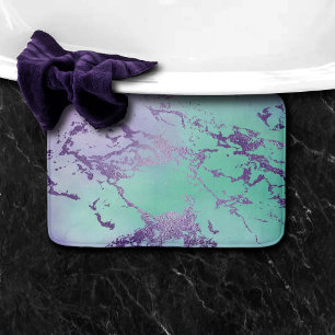 Tapis De Bain Marbre chic   Lavande violet et vert menthe