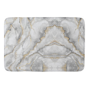 Tapis De Bain Marbre d'argent blanc or assez