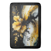 Tapis De Bain marbre de fleurs d'or noir (devant Vertical)