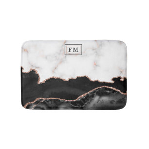 Tapis De Bain Marbre de luxe Agate noir Or Parties scintillant M