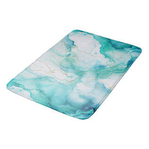 Tapis De Bain Marbre d'encre Mint Aqua