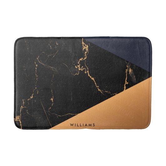 Tapis De Bain Marbre doré géométrique (Devant)