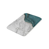 Tapis De Bain Marbre doré Turquoise foncé moderne (Angle)