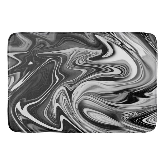 Tapis De Bain Marbre élégant 7 - Noir et blanc liquide (Devant)