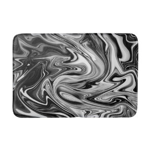 Tapis De Bain Marbre élégant 7 - Noir et blanc liquide