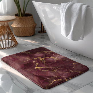 Tapis De Bain Marbre élégant de luxe bordeaux or