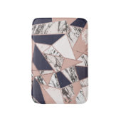 Tapis De Bain Marbre géométrique de pêche de bleu marine et or (Devant (Vertical))