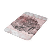 Tapis De Bain Marbre Glam Rose Or Rose Crâne (Angle)