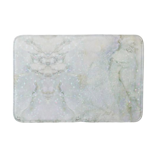 Tapis De Bain marbre glamour chic blanc gris parties scintillant (Devant)