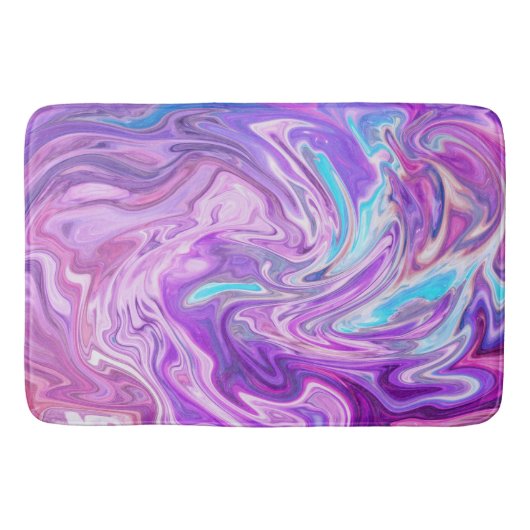 Tapis De Bain Marbre Liquide Abstrait Violet (Devant)