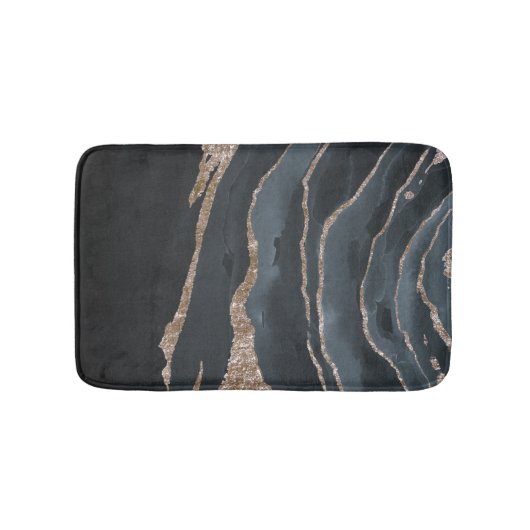 Tapis De Bain Marbre Moderne Pierre, Or Noir (Devant)