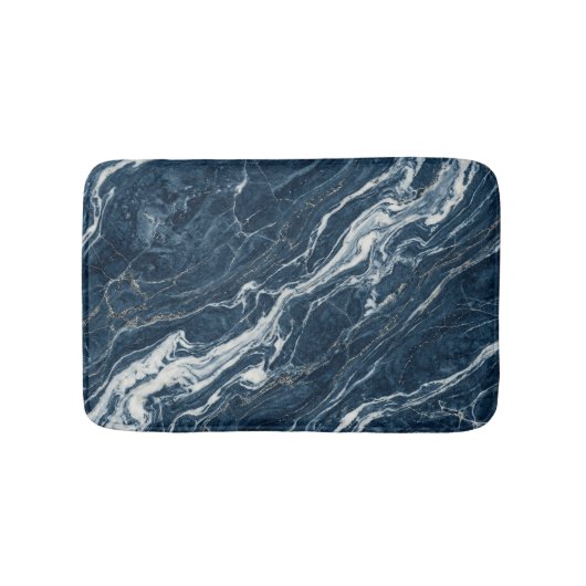 Tapis De Bain Marbre Navy Stone Élégant Aspect Propre (Devant)