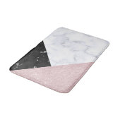 Tapis De Bain Marbre noir blanc de parties scintillantes roses (Angle)
