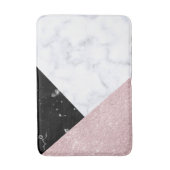Tapis De Bain Marbre noir blanc de parties scintillantes roses (Devant (Vertical))