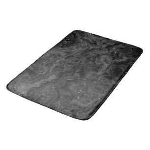Tapis De Bain Marbre noir, blanc et gris abstrait