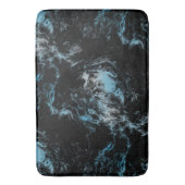 Tapis De Bain marbre noir et bleu abstrait (devant Vertical)