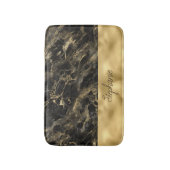 Tapis De Bain Marbre noir et or à monogramme (Devant (Vertical))