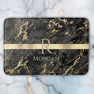 Tapis De Bain Marbre noir et or, Barre d'or, do-it-yourself Nom
