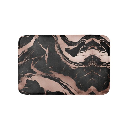 Tapis De Bain Marbre noir et or rose chic moderne (Devant)