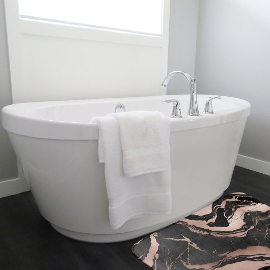 Tapis De Bain Marbre noir et or rose chic moderne