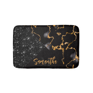Tapis De Bain Marbre noir et Parties scintillant