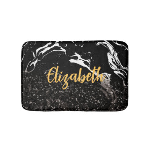 Tapis De Bain Marbre noir/Parties scintillant noire