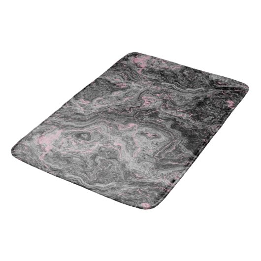 Tapis De Bain Marbre noir, rose et gris abstrait (Angle)
