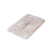 Tapis De Bain Marbre Or Rose & Blanc 2, Paillettes, Nom Script (Angle)