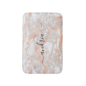 Tapis De Bain Marbre Or Rose & Blanc 2, Paillettes, Nom Script (Devant (Vertical))