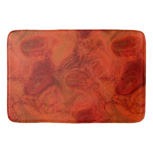 Tapis De Bain marbre orange et rouge abstrait