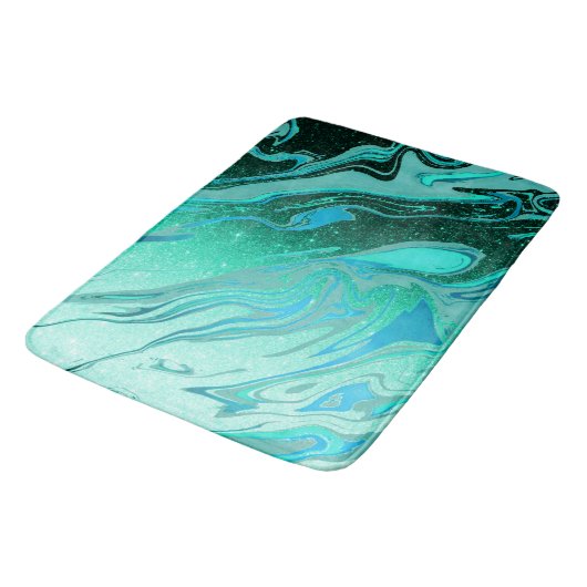 Tapis De Bain Marbre parties scintillant turquoise (Angle)