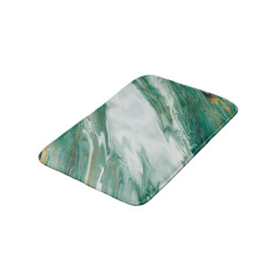 Tapis De Bain Marbre peint accentué vert d'or vert de jade