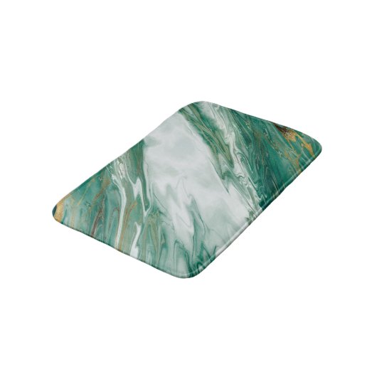 Tapis De Bain Marbre peint accentué vert d'or vert de jade (Angle)