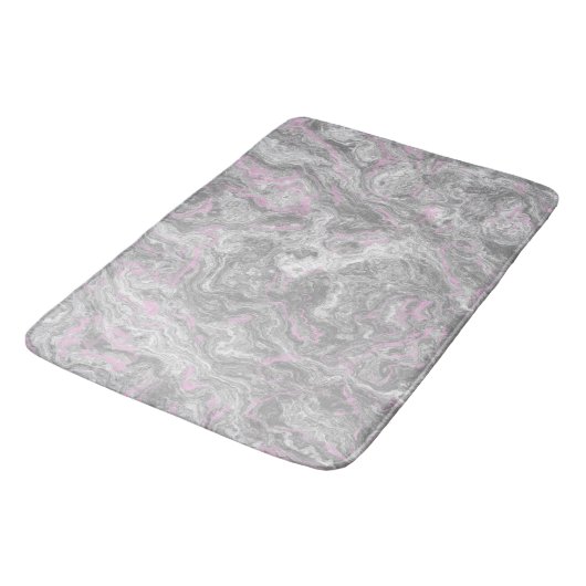 Tapis De Bain Marbre rose et gris abstrait (Angle)