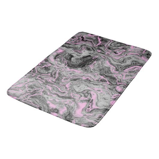 Tapis De Bain Marbre rose et gris abstrait (Angle)