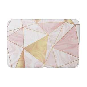 Tapis De Bain Marbre rose et or Poly Géométrique Triangles