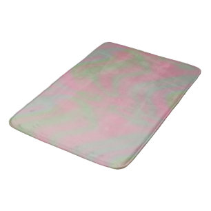 Tapis De Bain marbre rose et vert abstrait