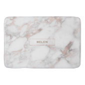 Tapis De Bain Marbre Rose-or moderne Monogramme Faux (Devant)